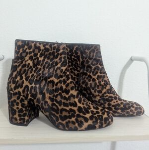 Stuart Weitzman Leopard Print Calf Hair Ankle Boots